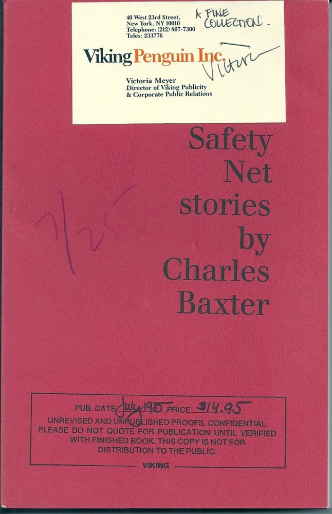 Item #017222 THROUGH THE SAFETY NET. Charles BAXTER.