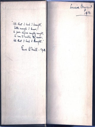 THIRST AND OTHER ONE ACT PLAYS. Louise Bryant's Copy. Eugene O'NEILL, Louise BRYANT.