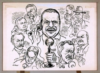 Item #017817 ORIGINAL PEN AND INK DRAWING TITLED "TR ON THE TELEPHONE" Theodore ROOSEVELT,...