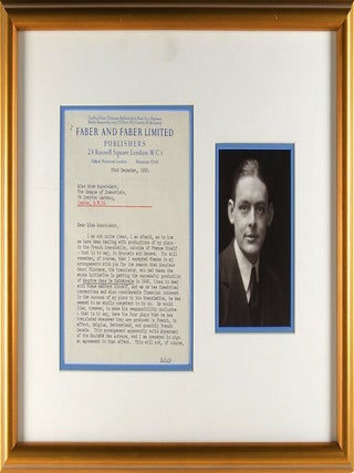 Item #017857 TYPED LETTER SIGNED (TLS). T. S. ELIOT