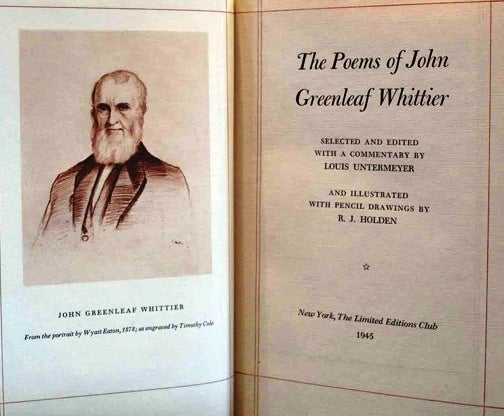 Item #017923 THE POEMS OF JOHN GREENLEAF WHITTIER. John Greenleaf WHITTIER.