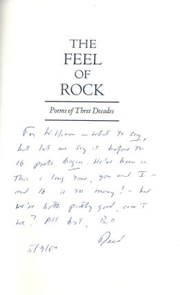 Item #018034 THE FEEL OF ROCK. POEMS OF THREE DECADES. Reed WHITTEMORE