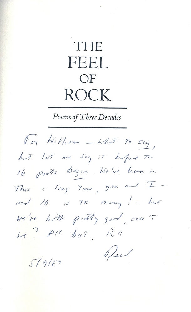 Item #018034 THE FEEL OF ROCK. POEMS OF THREE DECADES. Reed WHITTEMORE.