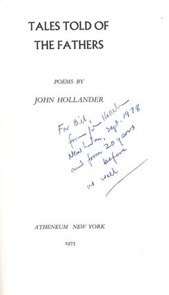 Item #018048 TALES TOLD OF THE FATHERS. POEMS. John HOLLANDER
