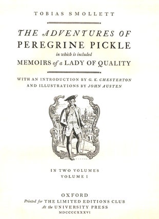 Item #018215 THE ADVENTURES OF PEREGRINE PICKLE IN WHICH IS INCLUDED MEMOIRS OF A LADY OF...