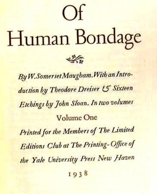 Item #018234 OF HUMAN BONDAGE. W. Somerset MAUGHAM