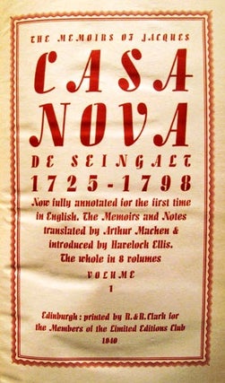 Item #018436 THE MEMOIRS OF JACQUES CASANOVA (THE MEMOIRS OF JACQUES CASA NOVA). Jacques CASANOVA