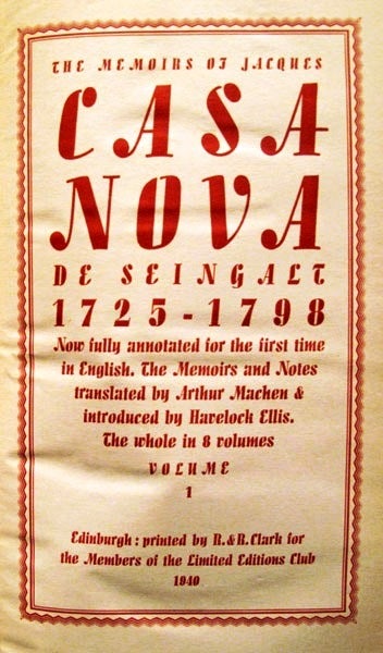 Item #018436 THE MEMOIRS OF JACQUES CASANOVA (THE MEMOIRS OF JACQUES CASA NOVA). Jacques CASANOVA.