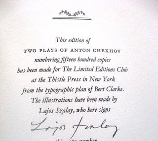 Item #018724 TWO PLAYS OF ANTON CHEKHOV. THE CHERRY ORCHARD. THREE SISTERS. Anton CHEKHOV