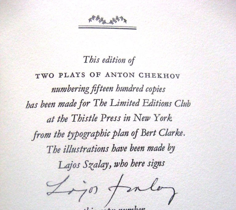 Item #018724 TWO PLAYS OF ANTON CHEKHOV. THE CHERRY ORCHARD. THREE SISTERS. Anton CHEKHOV.