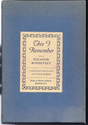 Item #018971 THIS I REMEMBER. Eleanor ROOSEVELT