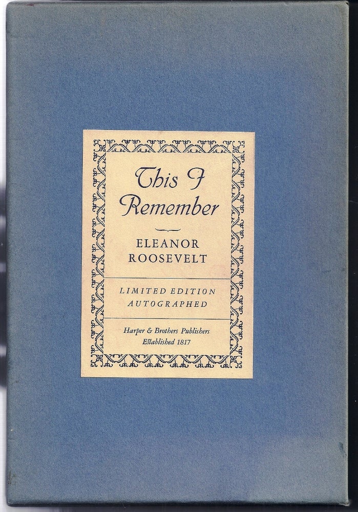 Item #018971 THIS I REMEMBER. Eleanor ROOSEVELT.