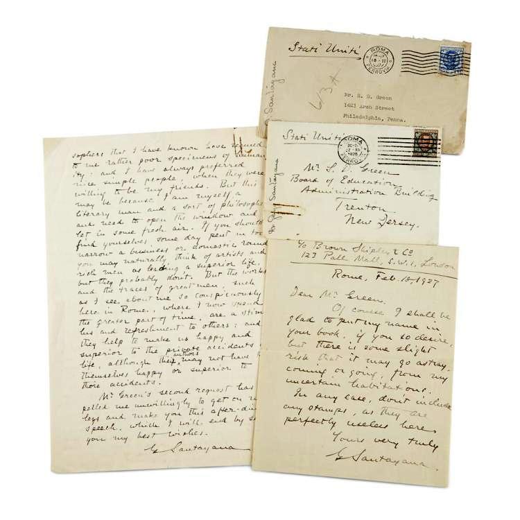 Item #019024 TWO AUTOGRAPH LETTERS SIGNED (ALSs). George SANTAYANA.
