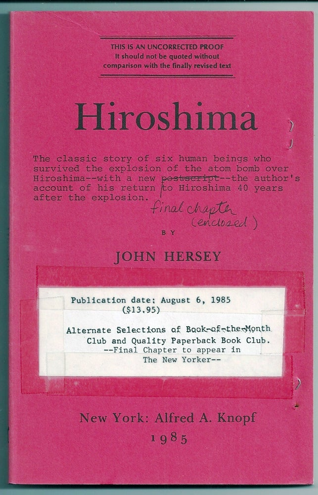 Item #019075 HIROSHIMA. John HERSEY.