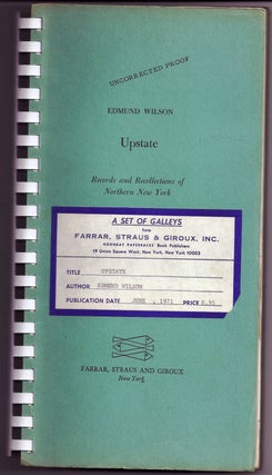 Item #019083 UPSTATE. RECORDS AND RECOLLECTIONS OF NORTHERN NEW YORK. Edmund WILSON