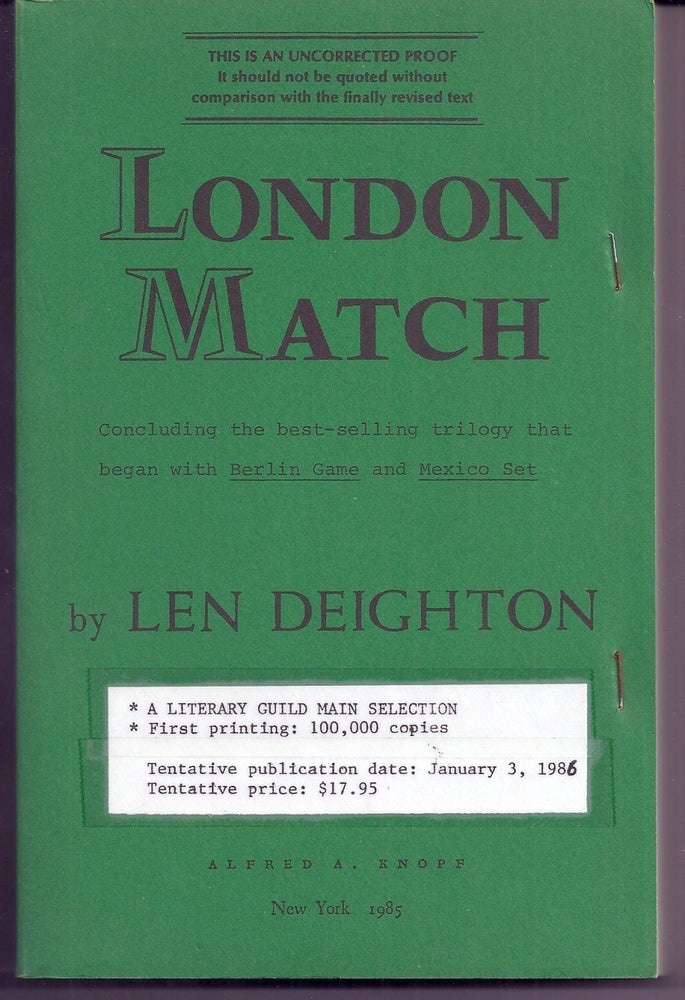 Item #019112 LONDON MATCH. Len DEIGHTON.
