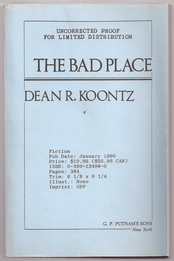 Item #019117 THE BAD PLACE. Dean R. KOONTZ.