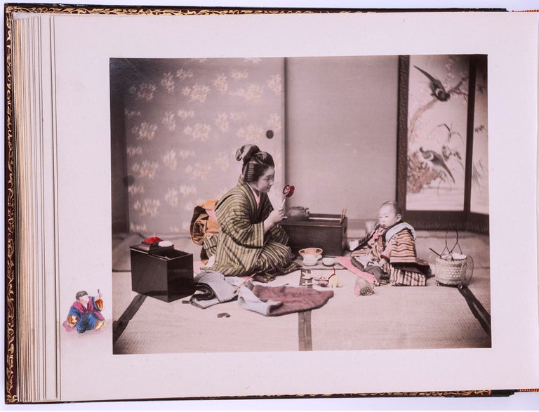 Item #019217 MEIJI PERIOD PHOTO ALBUM with 50 Hand-Colored Albumen Photographs. JAPAN.