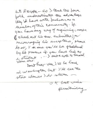 Item #019279 AUTOGRAPH LETTER SIGNED (ALS) to Doris Grumbach with her SIGNED Copy of GINSBERG. A...