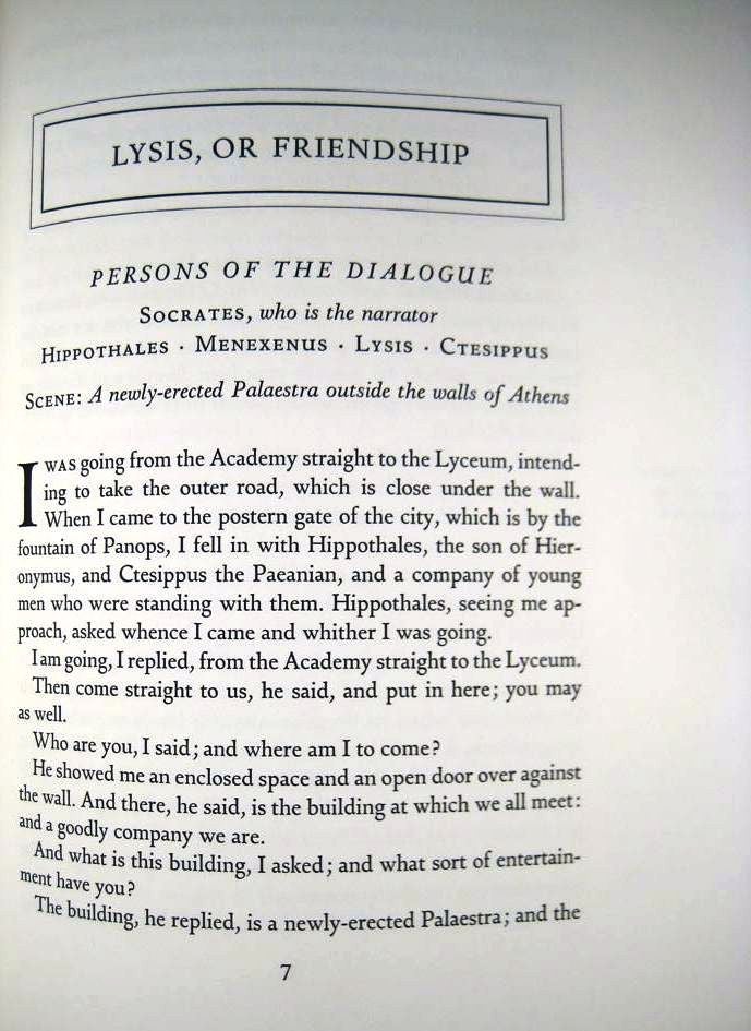 Item #019298 LYSIS, OR FRIENDSHIP. THE SYMPOSIUM. PHAEDRUS. PLATO.