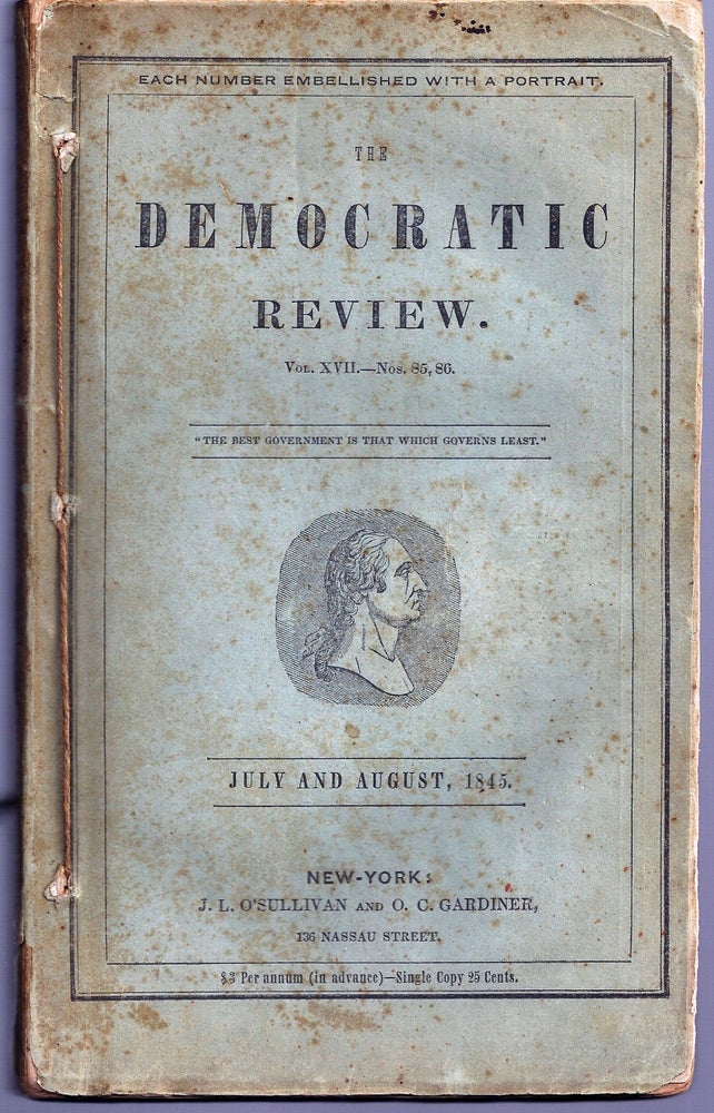 Item #019330 "Revenge and Requital. A Tale of a Murderer Escaped" in THE UNITED STATES MAGAZINE AND DEMOCRATIC REVIEW. Volume XVII, Nos. 85-87. Walt WHITMAN, John Greenleaf WHITTIER, et. al.