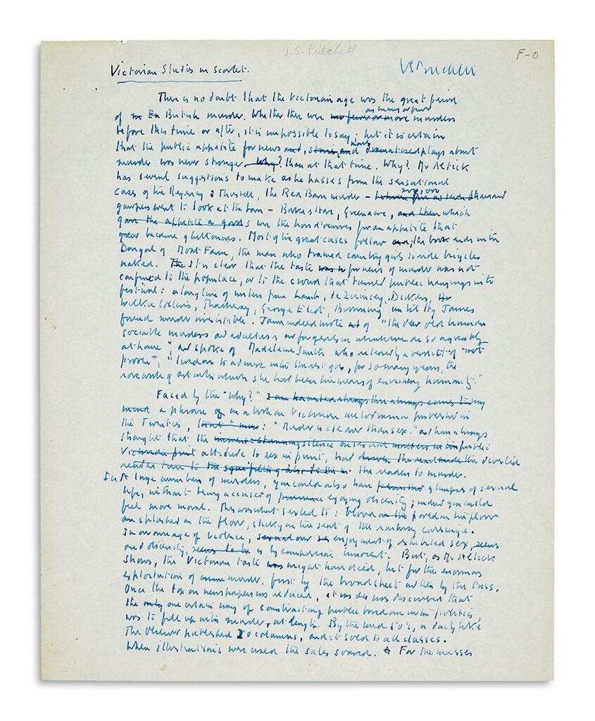 AUTOGRAPH MANUSCRIPT SIGNED AMS Book Review | PRITCHETT, ICTOR, AWDON