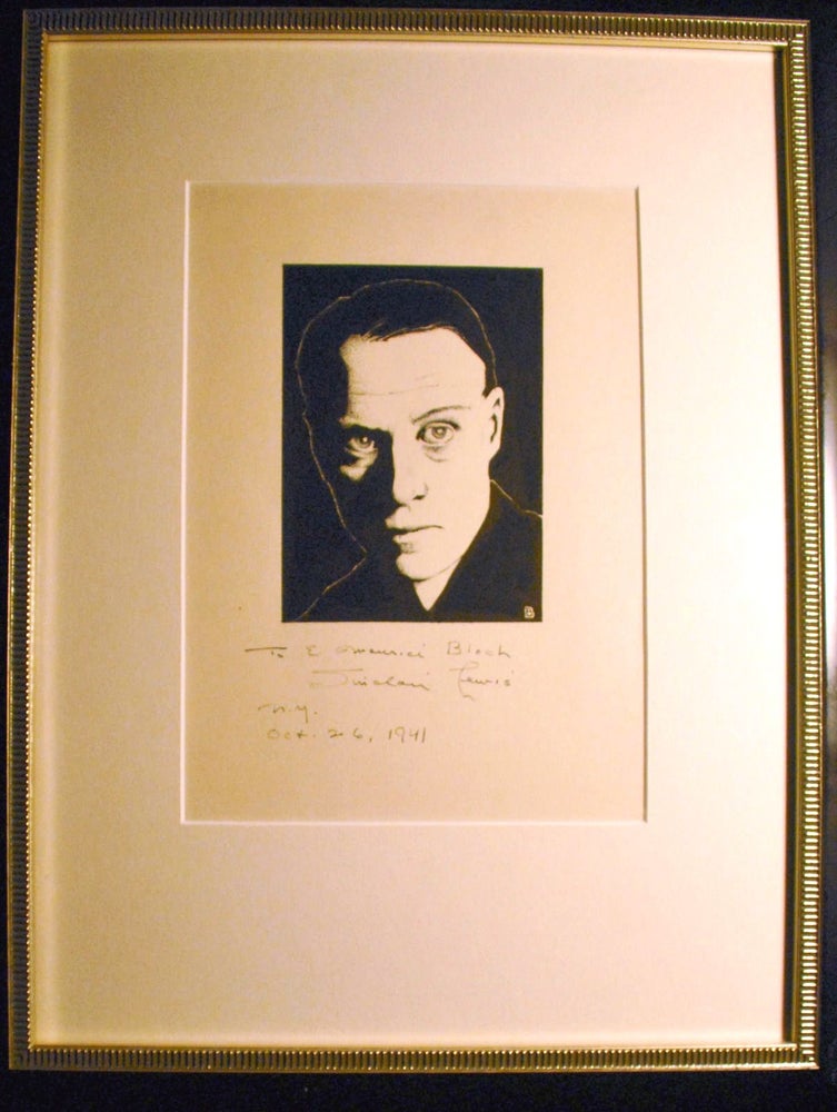 Item #019486 SIGNED ORIGINAL PEN-AND-INK OVER PENCIL DRAWING PORTRAIT OF LEWIS BY E. MAURICE BLOCH. Sinclair LEWIS.