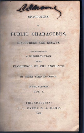 Item #019573 SKETCHES OF PUBLIC CHARACTERS, DISCOURSES AND ESSAYS: SIGNED by the author of "The...