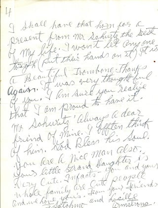 Item #019638 AUTOGRAPH LETTER SIGNED (ALS) of 4 pages. Louis ARMSTRONG