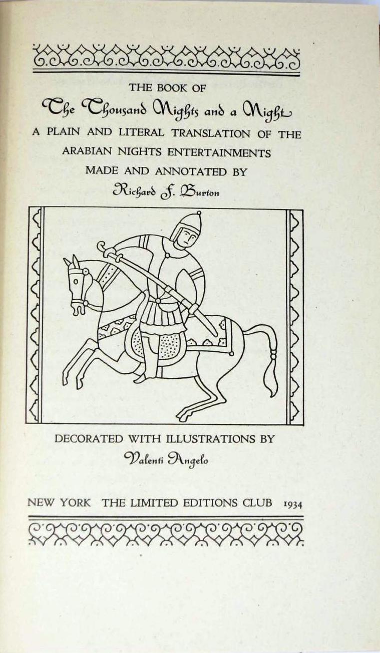 THE BOOK OF A THOUSAND NIGHTS AND A NIGHT. A Plain and Literal Translation of the Arabian Nights Entertainments by Sir Richard BURTON on Charles