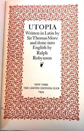 Item #019943 UTOPIA. Sir Thomas MORE
