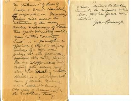 Item #020101 AUTOGRAPH MANUSCRIPT SIGNED (AMS): "Germany's True Greatness" with a TYPED LETTER SIGNED (TLS). John BURROUGHS.