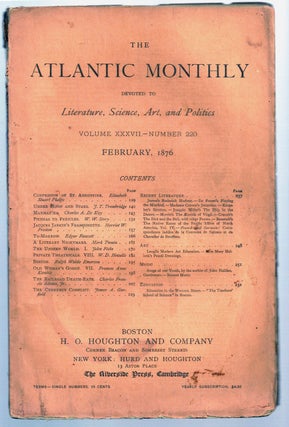 Item #020201 "A Literary Nightmare" in THE ATLANTIC MONTHLY, February, 1876. Mark TWAIN, Samuel...