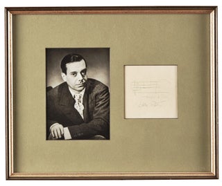 Item #020257 SIGNED MUSICAL QUOTATION from NIGHT AND DAY matted with a PHOTOGRAPH. Cole PORTER