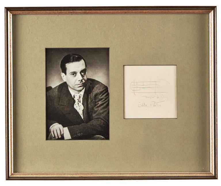 Item #020257 SIGNED MUSICAL QUOTATION from NIGHT AND DAY matted with a PHOTOGRAPH. Cole PORTER.