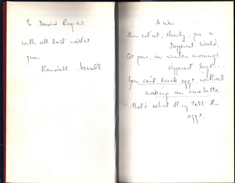Item #020262 THE WOMAN AT THE WASHINGTON ZOO with a Complete MANUSCRIPT of His Poem "A War" Randall JARRELL.