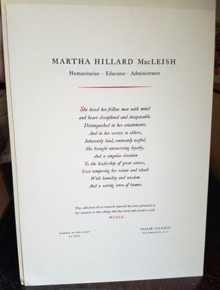 Item #020358 MARTHA HILLARD MACLEISH. Archibald MacLEISH
