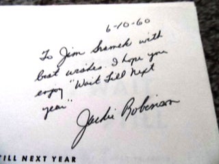 Item #020370 WAIT TILL NEXT YEAR. THE LIFE STORY OF JACKIE ROBINSON. Jackie ROBINSON, Carl T. ROWAN