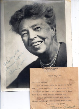 Item #020375 SIGNED PHOTOGRAPH with TYPED LETTER SIGNED. Eleanor ROOSEVELT