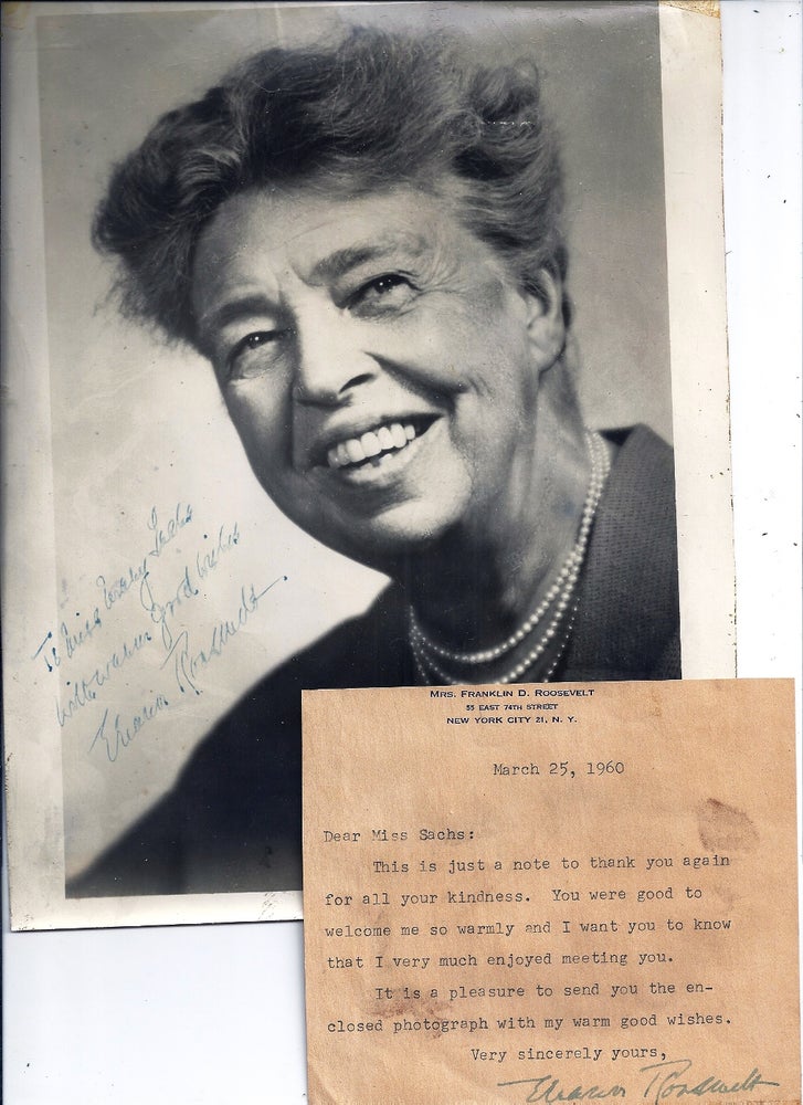 Item #020375 SIGNED PHOTOGRAPH with TYPED LETTER SIGNED. Eleanor ROOSEVELT.