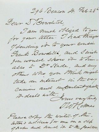Item #020598 AUTOGRAPH LETTER SIGNED (ALS). Oliver Wendell HOLMES