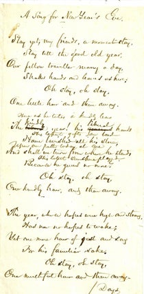 Item #020649 AUTOGRAPH MANUSCRIPT SIGNED (AMS): "A Song for New Year's Eve" William Cullen BRYANT