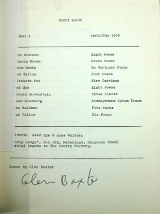 Item #020921 ROCKY LEDGE. Issue #1. Glen BAXTER, Allen GINSBURG, et. al