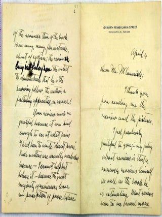Item #020966 AUTOGRAPH LETTER SIGNED (ALS). Booth TARKINGTON