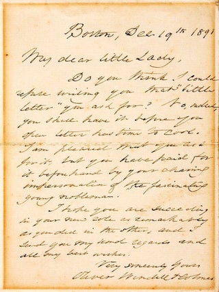 Item #020971 AUTOGRAPH LETTER SIGNED (ALS). Oliver Wendell HOLMES