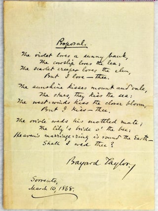 Item #021016 AUTOGRAPH MANUSCRIPT SIGNED (AMS). Bayard TAYLOR