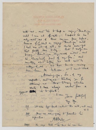 Item #021380 AUTOGRAPH LETTER SIGNED (ALS) Weeks Before the Publication of WINNIE-THE-POOH. A. A....