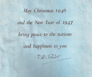 Item #021405 SIGNED CHRISTMAS AND NEW YEAR CARD. T. S. ELIOT, Barnett FREEDMAN