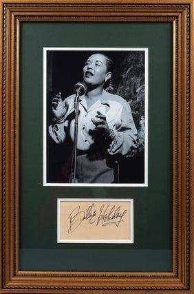 Item #021411 SIGNATURE Matted and Framed with a Photograph. Billie HOLIDAY