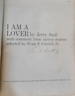 Item #021439 I AM A LOVER. Jerry STOLL, Evan S. CONNELL